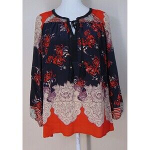 Anthropologie Meadow Rue Blossom Peasant Silk Top Womens Size Medium Boho Dainty